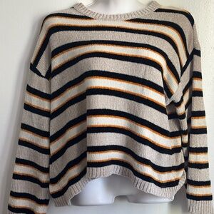 Volcom Women's Striped Sweater - Black, Cream, and Orange